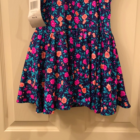 NWT gabar Swimsuit One Piece with Skirt Navy Pink Peach floral print WM SZ 10 🩱 - Picture 8 of 14